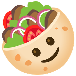 Stuffed flatbread and Slightly smiling face