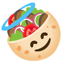 Stuffed flatbread and Smiling face with halo