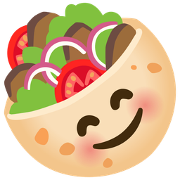 Stuffed flatbread and Smiling face with smiling eyes