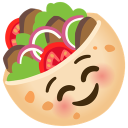 Stuffed flatbread and Smiling face