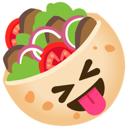 Stuffed flatbread and Squinting face with tongue