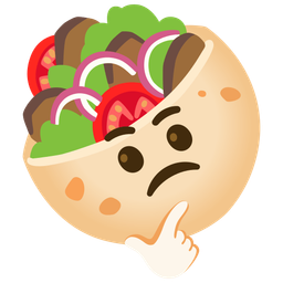 stuffed flatbread and thinking face