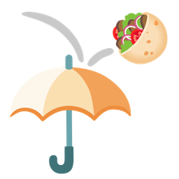stuffed flatbread and umbrella