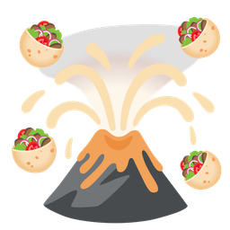 stuffed flatbread and volcano