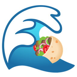 stuffed flatbread and water wave