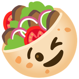 Stuffed flatbread and Winking face