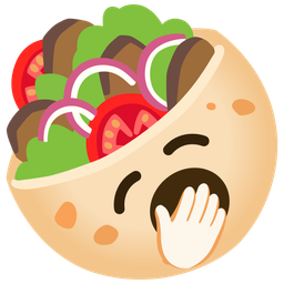 stuffed flatbread and yawning face