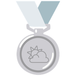 sun behind cloud and 2nd place medal