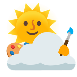 sun behind cloud and artist palette