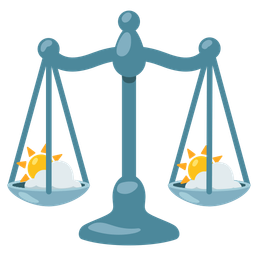 sun behind cloud and balance scale
