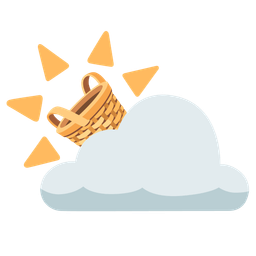sun behind cloud and basket