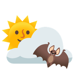 sun behind cloud and bat