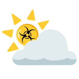 sun behind cloud and biohazard