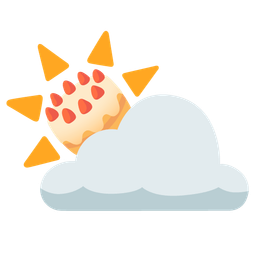 sun behind cloud and birthday cake