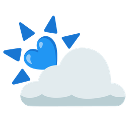 sun behind cloud and blue heart