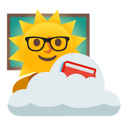 sun behind cloud and books