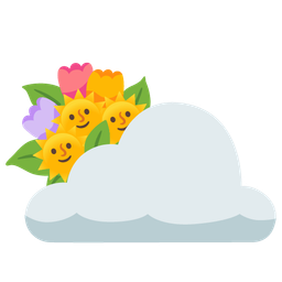 sun behind cloud and bouquet