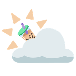 sun behind cloud and bubble tea