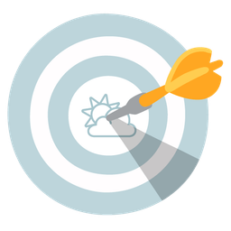 sun behind cloud and bullseye