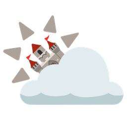 sun behind cloud and castle