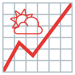 sun behind cloud and chart increasing