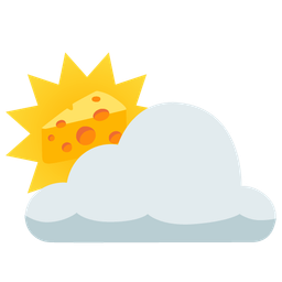 sun behind cloud and cheese wedge