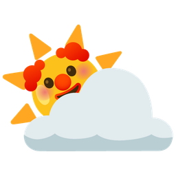 sun behind cloud and clown face