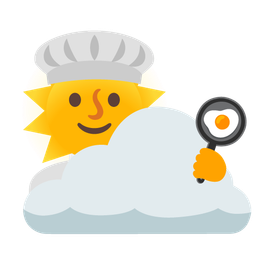 sun behind cloud and cooking