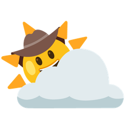sun behind cloud and cowboy hat face