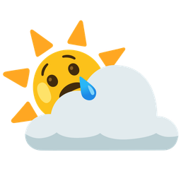 sun behind cloud and crying face