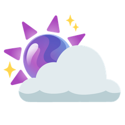 sun behind cloud and crystal ball