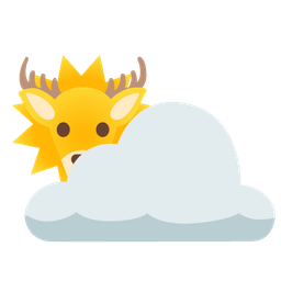 sun behind cloud and deer