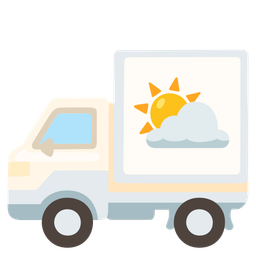 sun behind cloud and delivery truck