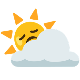 sun behind cloud and disappointed face
