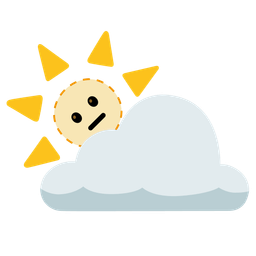 sun behind cloud and dotted line face