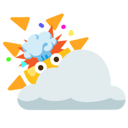 sun behind cloud and exploding head