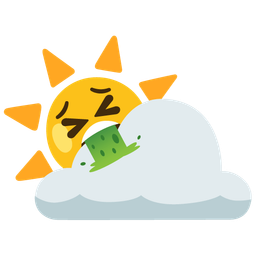 sun behind cloud and face vomiting