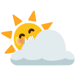 sun behind cloud and face with hand over mouth