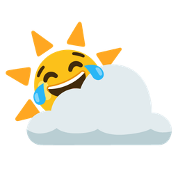 Sun behind cloud and Face with tears of joy