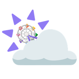 sun behind cloud and ferris wheel