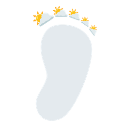 sun behind cloud and footprints