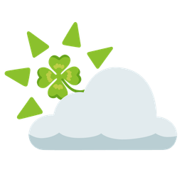 sun behind cloud and four leaf clover