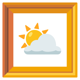 sun behind cloud and framed picture