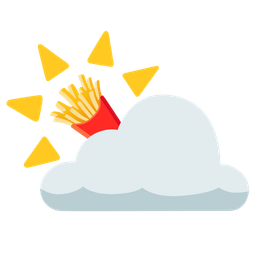 sun behind cloud and french fries