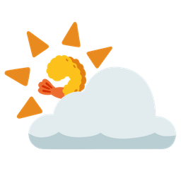 sun behind cloud and fried shrimp