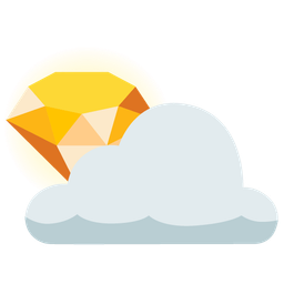 sun behind cloud and gem stone