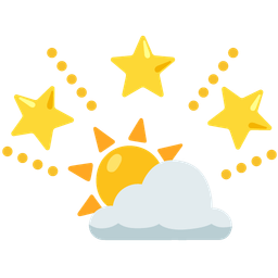 sun behind cloud and glowing star