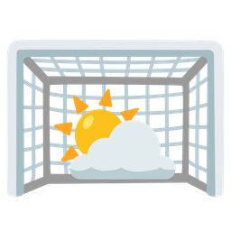 sun behind cloud and goal net