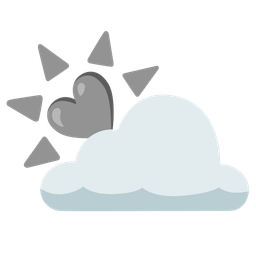 sun behind cloud and grey heart