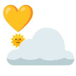 sun behind cloud and heart exclamation